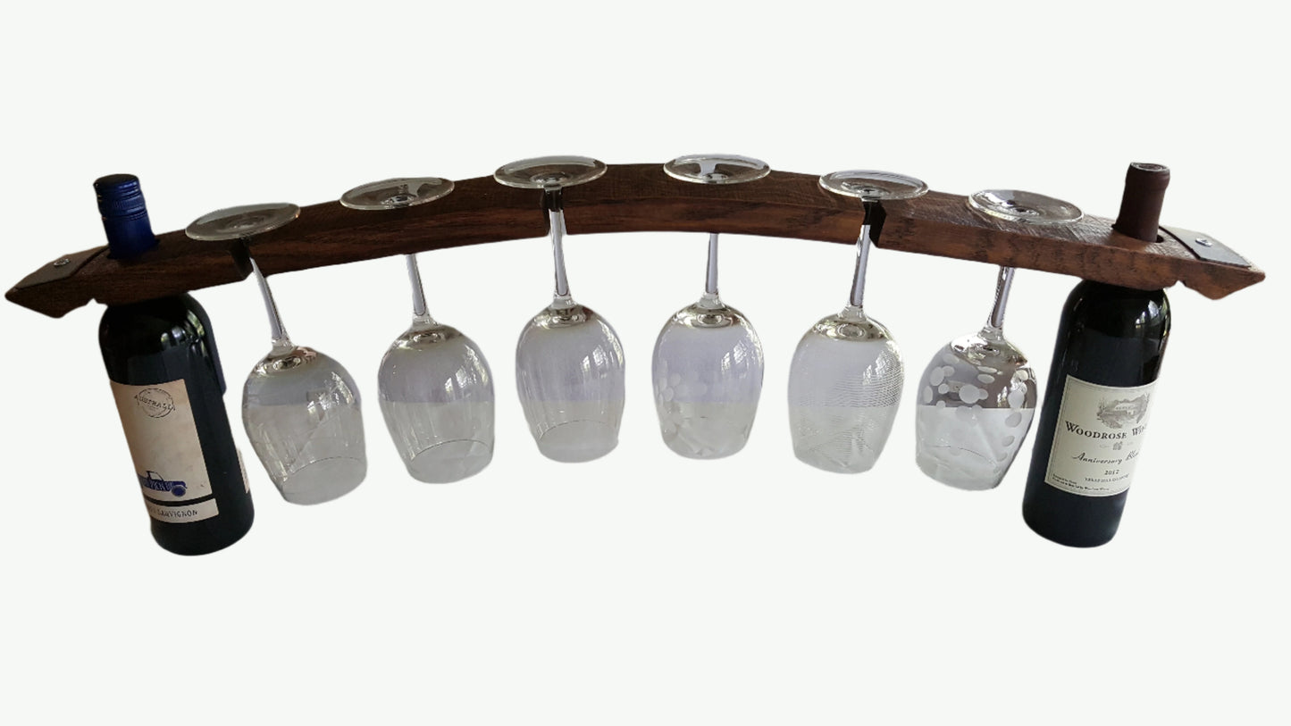 2-Wine Bottle 6-Glass Holder Stave
