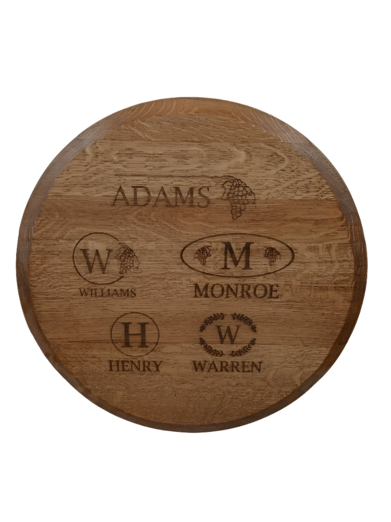 Laser Engraved Barrel Heads - Family Name