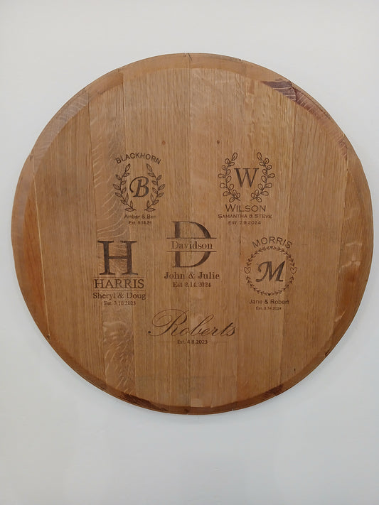 Laser Engraved Barrel Heads - Wedding/Anniversary