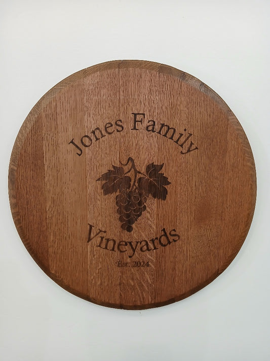 Laser Engraved Barrel Heads - Family Vineyards/Cellars