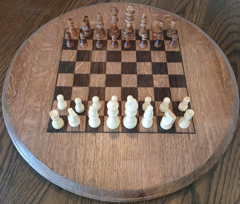 Wine Barrel Head Checker & Chess Board